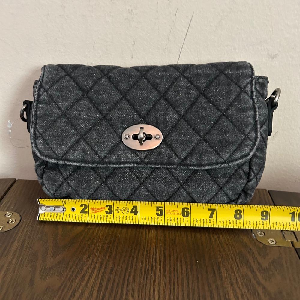 Patricia‎ Nash Bonny Quilted Denim Crossbody Bag Black Stone Wash P1509467 NEW - Picture 7 of 9